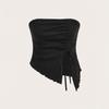 European and American Women's Clothing, Summer 2025, New Style, Drawstring Slit, Irregular, Waffle, Slim Fit Strapless, Vest Top