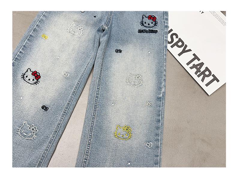 Girls' Cartoon Wide-Leg Jeans - Stylish Spring/Autumn Pants 2026