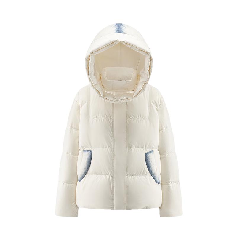 Ailailai Gradient Color-block Detachable Hood Down Jacket