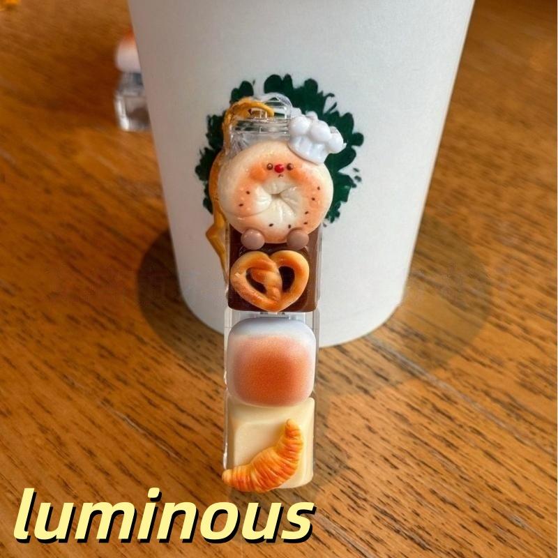 Funny Cute Bread Keycap Clicker Stress Relief Mini Fingertip Decompression Keychain for Teen Birthday Gifts