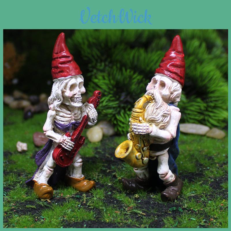Halloween Skeleton Dwarf Resin Figurine With Music Theme For Party Decor And Giftgiving