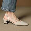 cm thick heel leather retro cross with bag head sandals women's summer temperament empty silver high heel Mary Jane single shoes