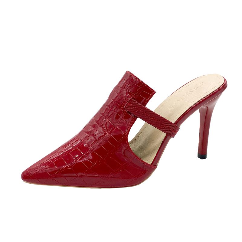 Fashion Spring New Baotou Slippers for Women Fashion Pointe Deep Mouth Slip-on High-heeled High-heel Sandals with Anti-slip Resistance