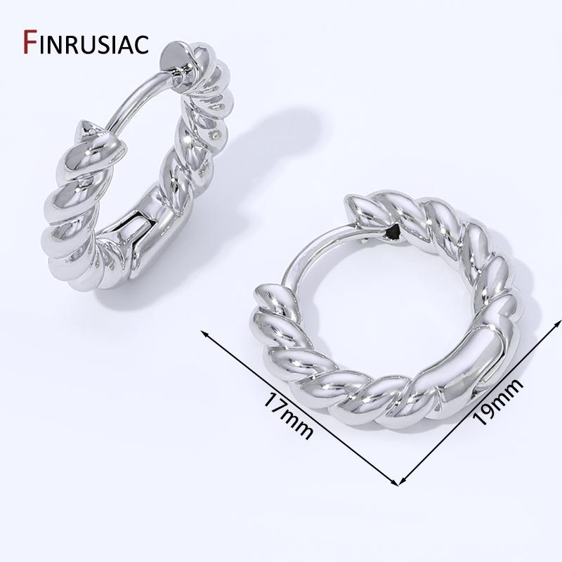 

14K Gold Plated Brass Round Hoop Earring For Women Girls Fashion Circle Ring Earrings Wedding Party Gifts 1 Pair