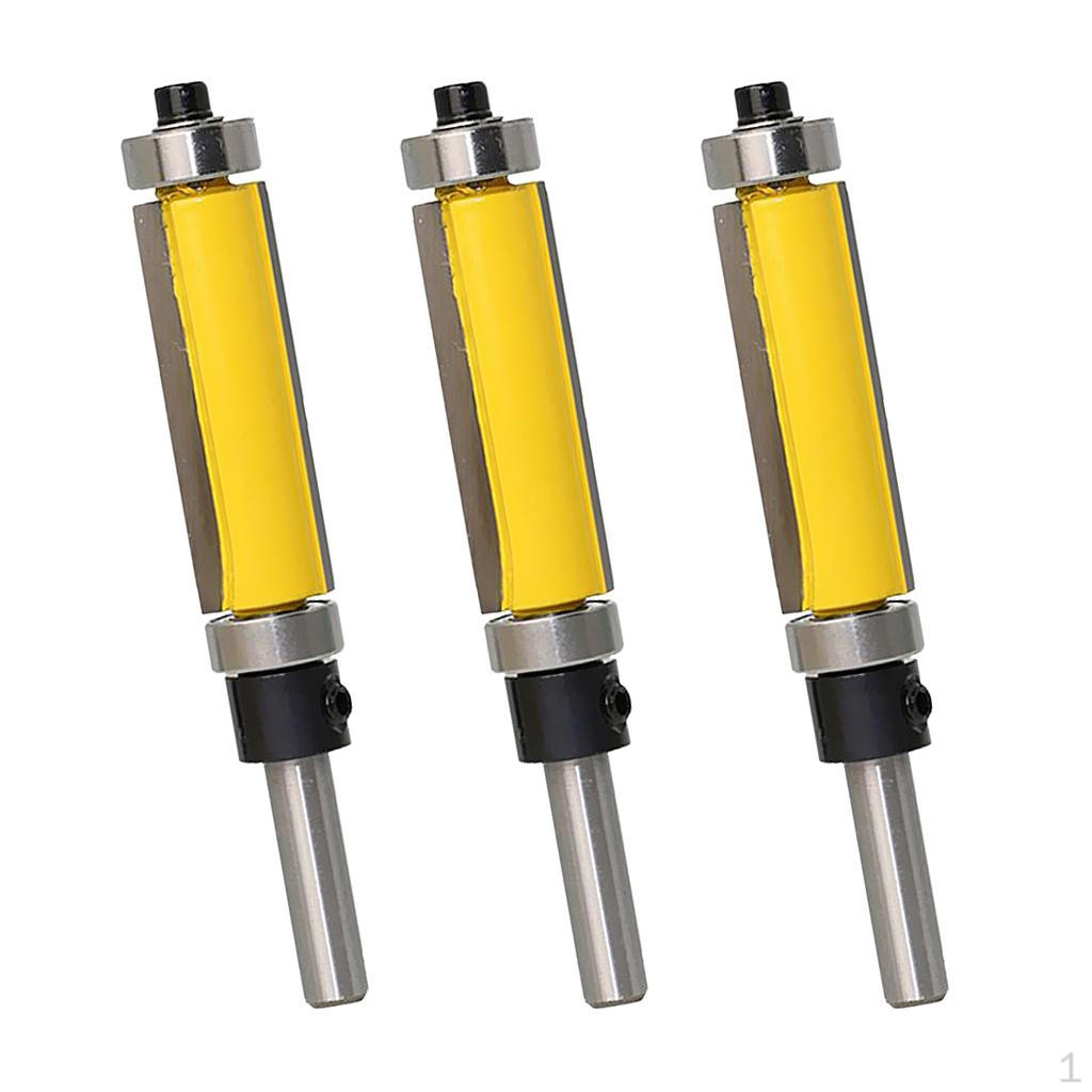 

3pcs Flush Bit Bearing Woodworking Tool, 1/4 Diameter Top and Bottom Cutter