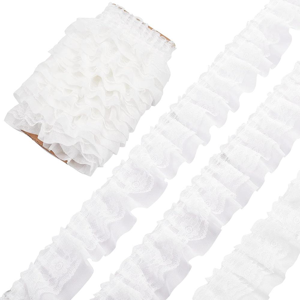 

2 Yards Black White Pink Fold Wave Embroidery Lace Fabric Trim DIY Clothing Daily Home Decoration Accessory 5CM Wide 2Yards