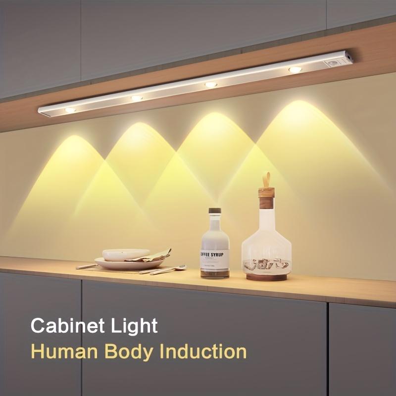 

Motion-Activated LED Cabinet Light - Ultra Thin, Wireless, USB Rechargeable, Dimmable with Tricolor Settings for Kitchen, Bedroom, and Wardrobe 7.8inch/20cm