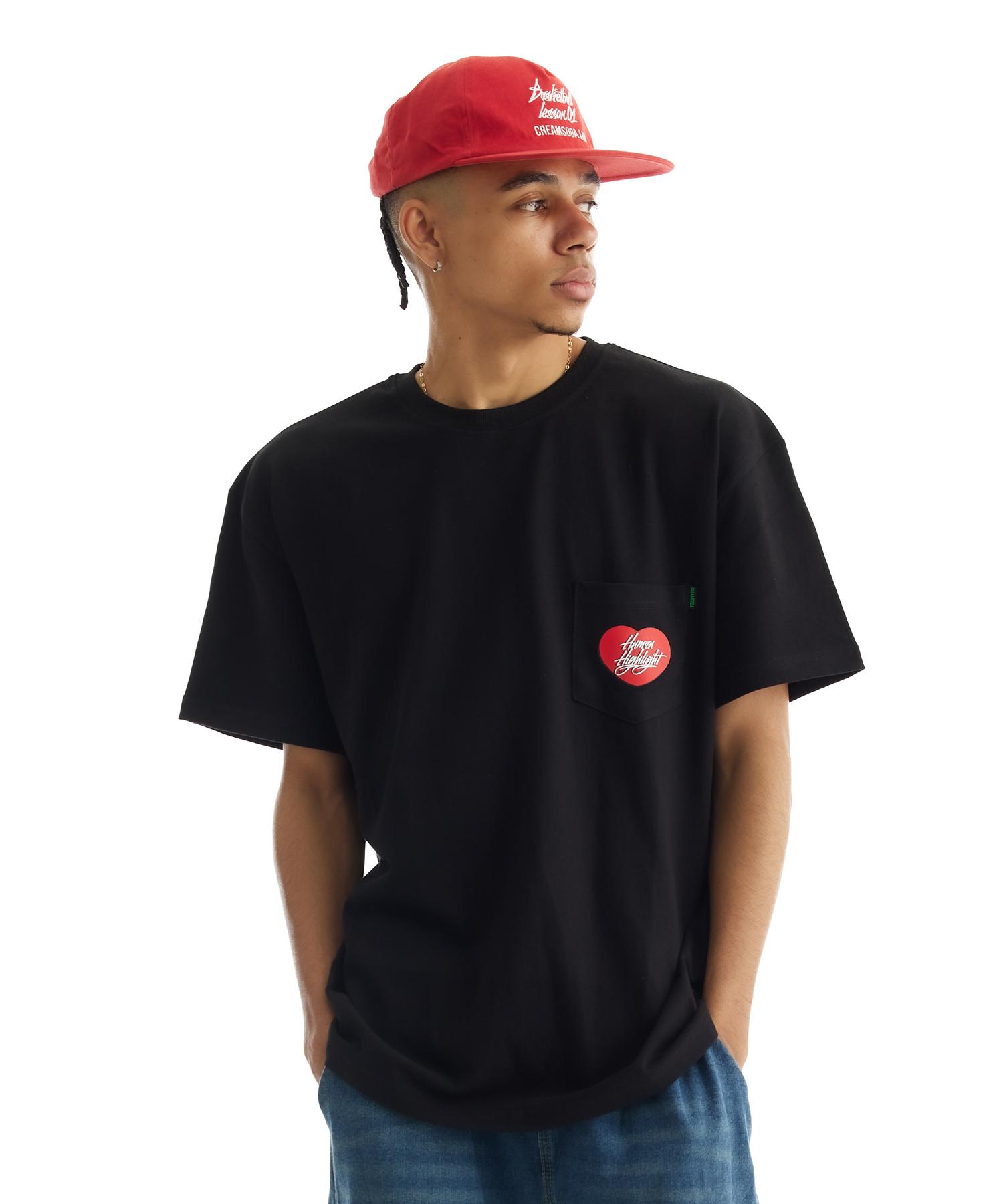 Cream Soda Lab Human Highlight Heart Logo Pocket T-Shirt Black/M(1)