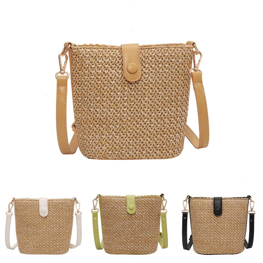 Minimal kontrastierendes Farbdesign Damen Lässige Grasgewebte Tasche für Damen Mit Nahtdetails Und Täglichem Gebrauch