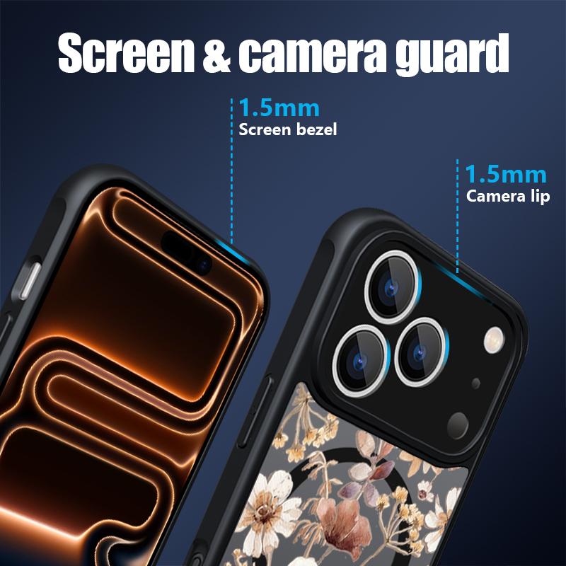 Vintage Floral Pattern Case For iPhone 17 Pro Max Magnetic For Magsafe Rugged Bumper Cover For iPhone 16 15 14 13 Pro Max