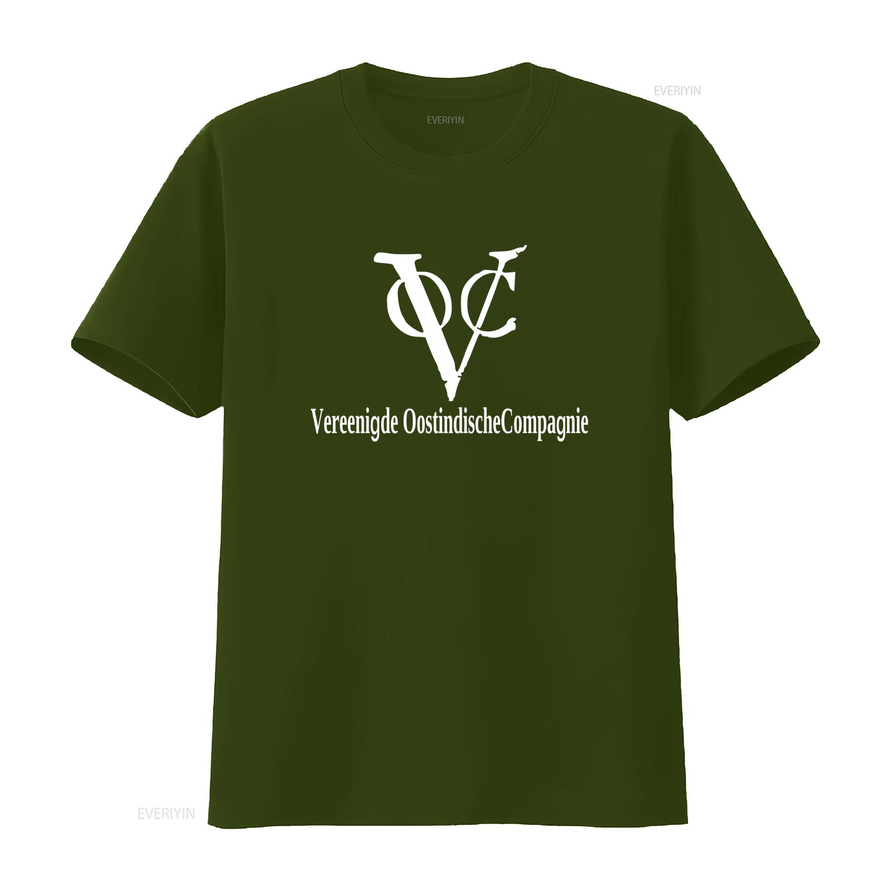 ZheXiong TEE VOC Vereenigde Oostindische Compagnie Vintage Stijl Print T-shirt voor Mannen en Vrouwen 33205 vintage Gewassen Unisex Veelzijdig S
