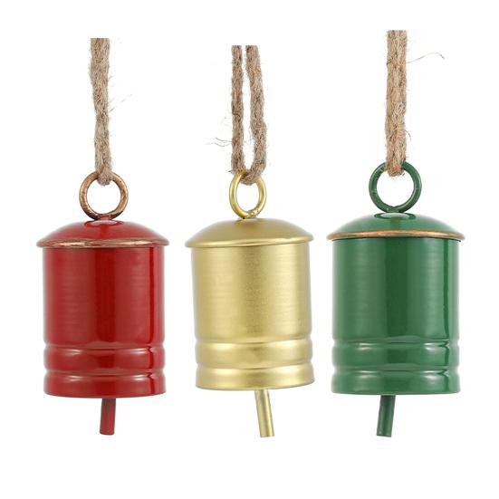 Rustic Christmas Cow Bell Vintage Metal Bell with Jute Rope Handmade Wind Chimes Wall Hanging Decor for Christmas New Year Party Decoration