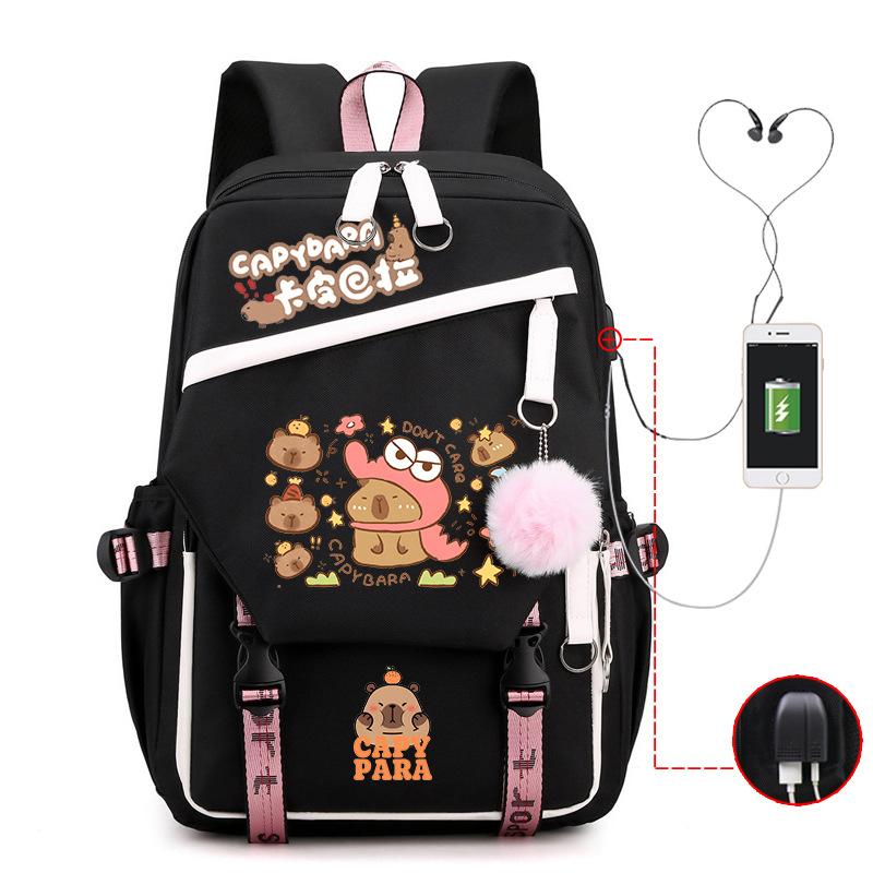 Kapibara fun peripheral printing new schoolbag cute cartoon primary and secondary school students spine backpack