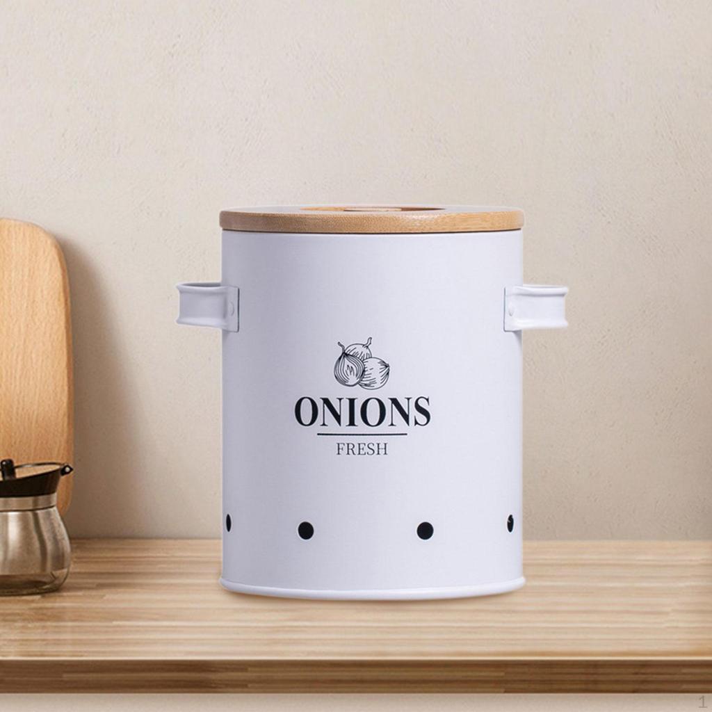 Nádoba na pracovní desku pro cibuli a česnek, Vintage úložný box na zeleninu