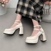 Fashion 2024New Mary Jane High Heels for Women Ladies Elegant Designer Wedding Formal Dress Shoes Girls Classic Double Buckle Party Shoe