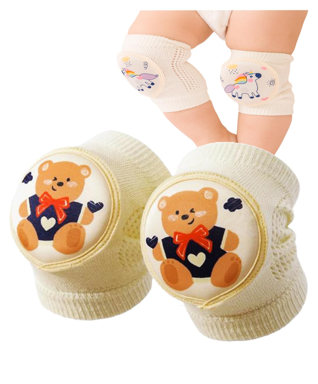 

miaotti Дитячі наколінники для повзання, подушечки-губки для ніг, грілки, сітка на цілий рік, бавовна, (Ведмідь)