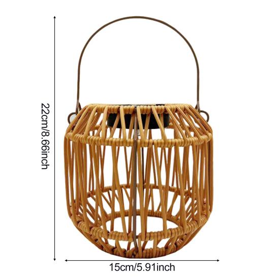 Solar Lantern with Top Handle Outdoor Hanging Rattan Lantern Weatherproof Bohemian Solar Light for Garden Balcony Patio Decoration