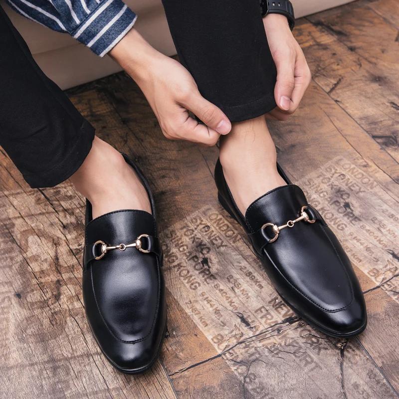 Men's Casual Shoes Genuine Leather Mens Classic Retro Buckle Loafers Moccasins Men Comfortable Outdoor Driving Flats