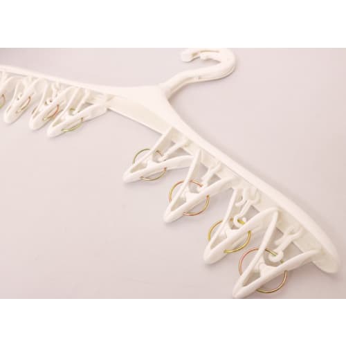 Kokubo Hanger, Convenient for Drying Small Items, Ramo Pinch Hanger with 8 Pinch Clips, White, 1 Piece
