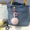 Pompom Pendant with Hollow Star Plush Ball Keychain, Fluffy Star, Backpack Portable Bag Decoration Purse Decorative Accessories, Gift for Women Girls