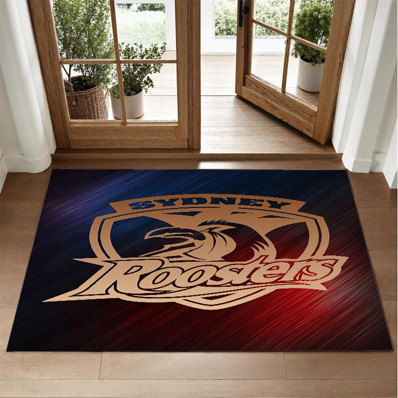 Sydney Roosters Design Crystal Velvet Rug Soft Decorative Mat for Bedroom Entrance