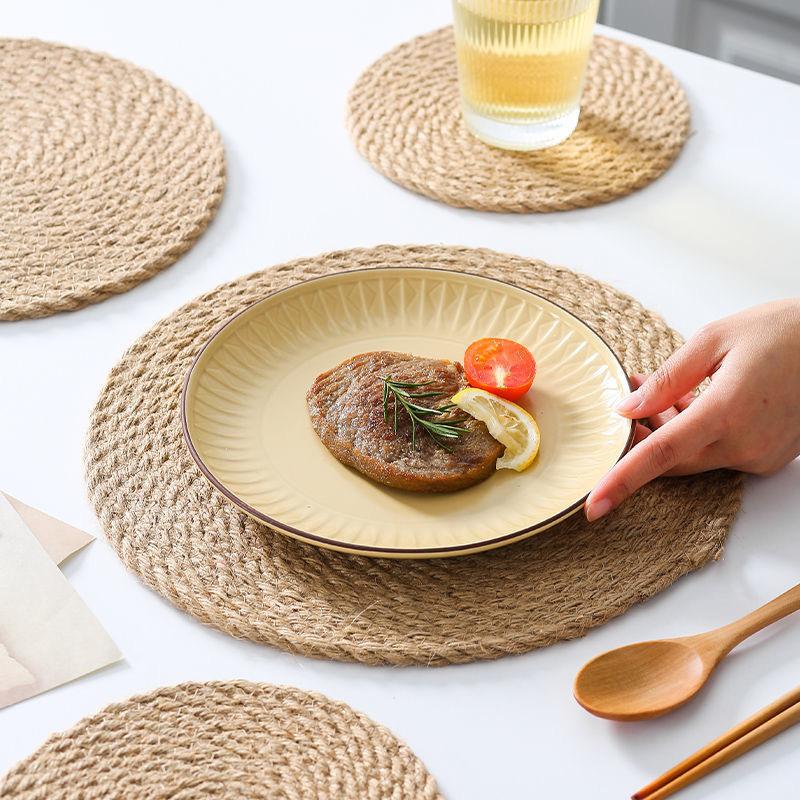 Ins Style Hand Woven Dining Table Insulation Mat Bowl Mat Household Dining Plate Heat-resistant Mat