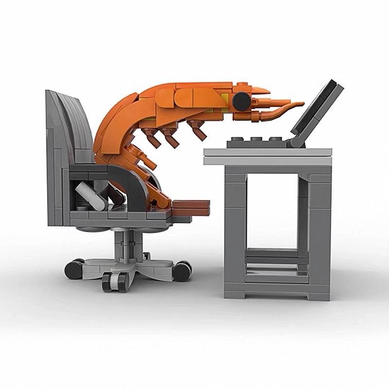MOC Building block shrimp model figurines, puzzle assembly, boys and girls randomly mixing, Internet celebrity creative parodies