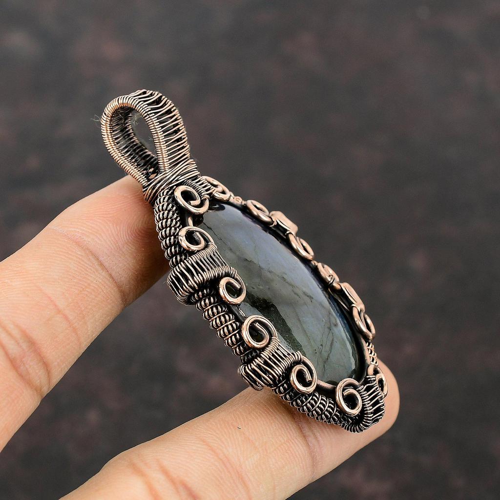 Labradorite Pendant Copper Wire Wrapped Pendant Handmade Wire Wrap Jewelry Genuine Gemstone Pendant Amazing Copper Jewelry Pendant For Gifts