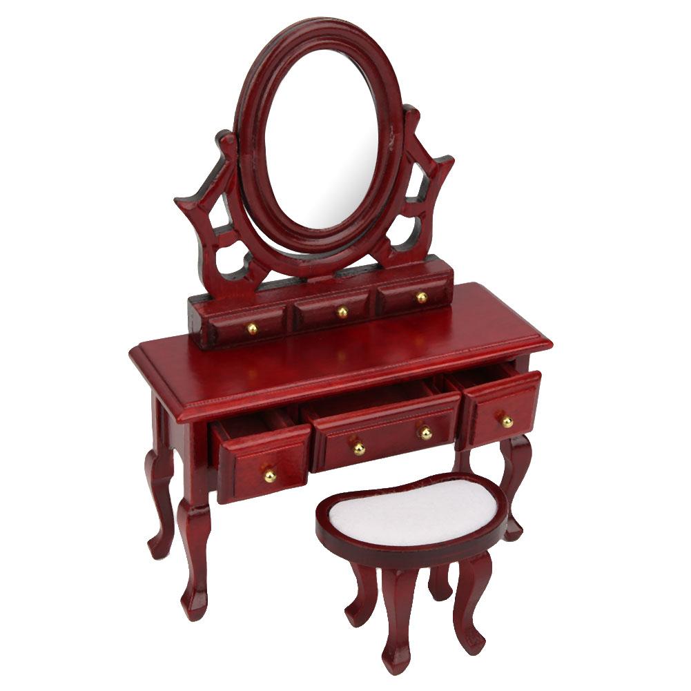 1:12 Puppenhaus Miniatur Schlafzimmermöbel Schminktisch Hocker Modell Spielzeug Zubehör Simulation