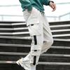 Men Cargo Pants Side Pockets Stretchy Waist Drawstring Strap Decor Ankle-banded Jogger Pants Daily Clothes