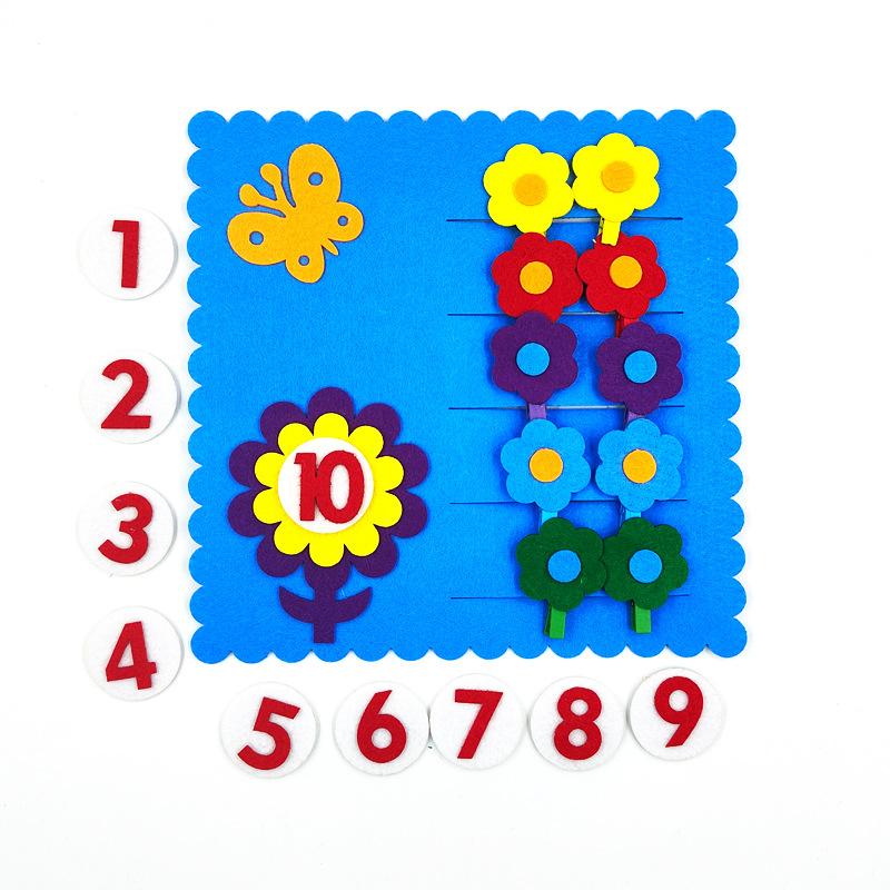 Felt Learning Board Children Educational DIY Toys Addition Subtraction Finger Arithmetic Teaching Enlightenment Board Montessori