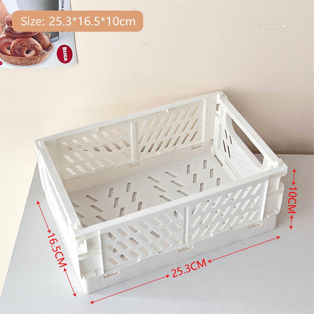 Collapsible Crate Plastic Folding Storage Box Basket Utility Cosmetic Container Desktop Holder Home Use School Desk Storage Box