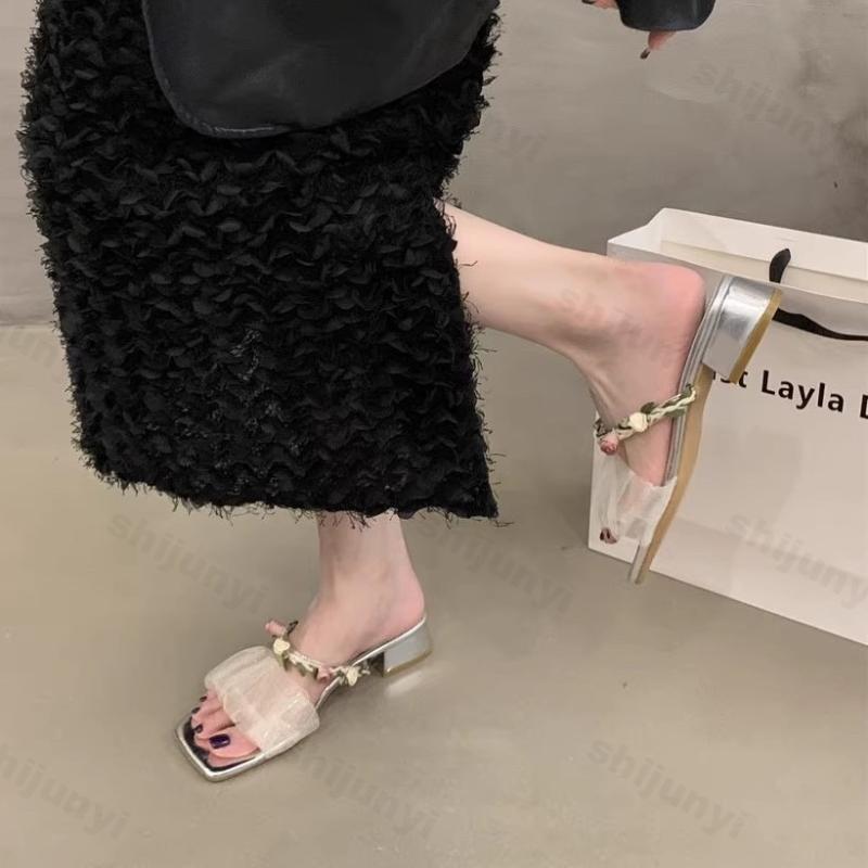 Fashion Women's Flower Slipper 2025 Summer Fashion Dress Flats Slipper Female Beach Outdoor Sandals Vacation Shoes Sandalias De Mujer