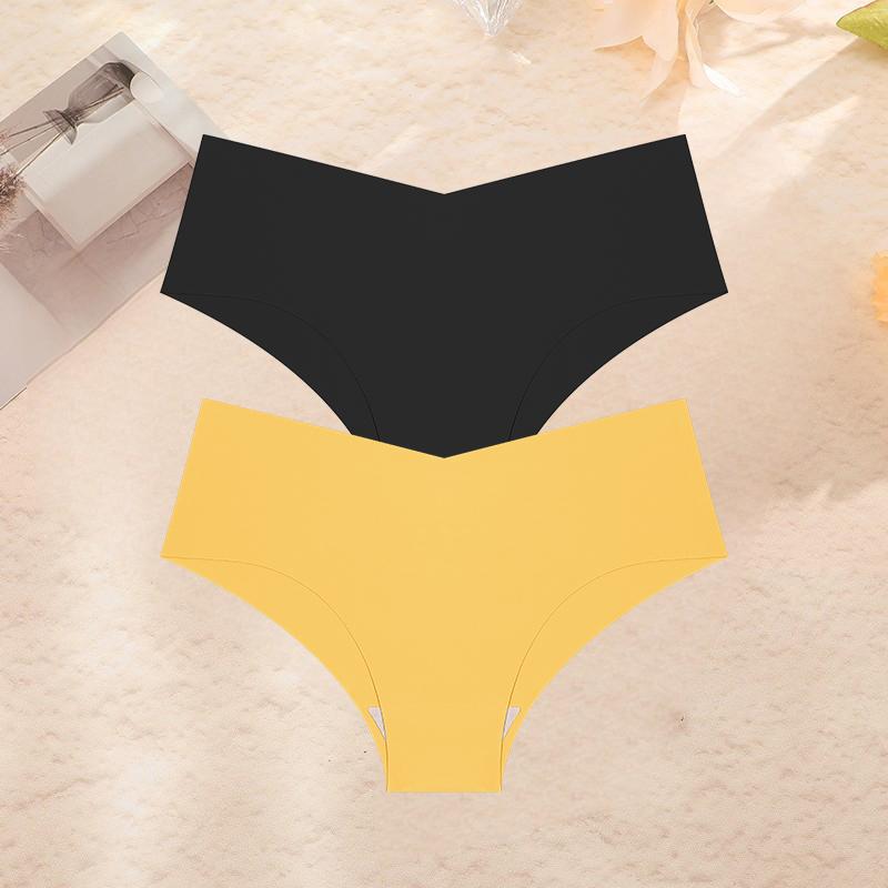 2Pcs/Set Plus Size Underwear Women's Panties Ice Silk Ladies Seamless Underpants Girls Briefs Breathable Sexy Lingerie Female
