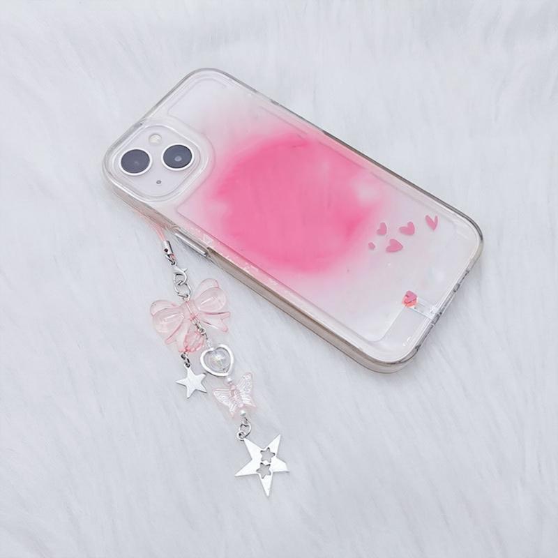 4Pcs Cute Bowknot Star Pendant Phone Charm Y2K Phone Chain Strap Sweet Bag Decoration Lanyards Keychain Accessories