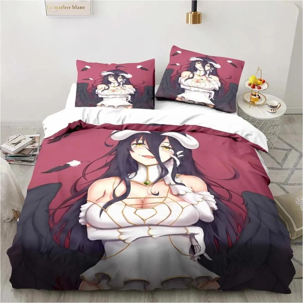 Albedo Overload 3D Print Bedding Set Single Twin Full Queen King Size Bed Set Adult Kid Bedroom Hentai Anime Girl Bedding Gift