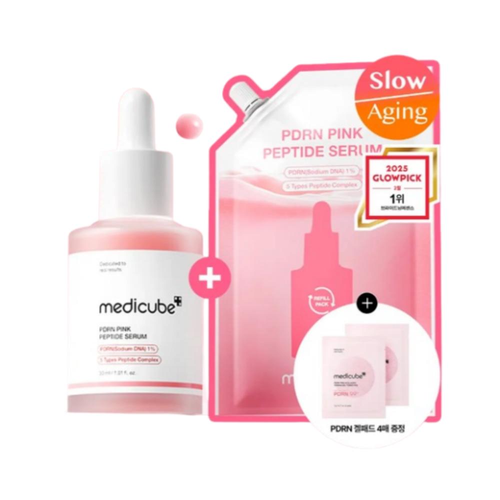 Medicube PDRN Pink Ampoule Skin Repair & Glow Boosting Serum 30ml Special Set (Ampoule + 50ml Refill + Jelly Gel Pads)