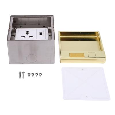 Einbaubodensteckdose Multifunktional 3-polige Steckdose und USB-Anschluss 4000W Edelstahl Einbau-Steckdosenbox-Set