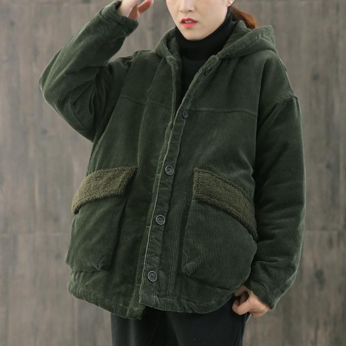 Corduroy Padded Jacket, Women's Padded Jacket with Hat, Autumn and Winter Models, Thick Padded Jacket, Plus Size Women's Padded Jacket