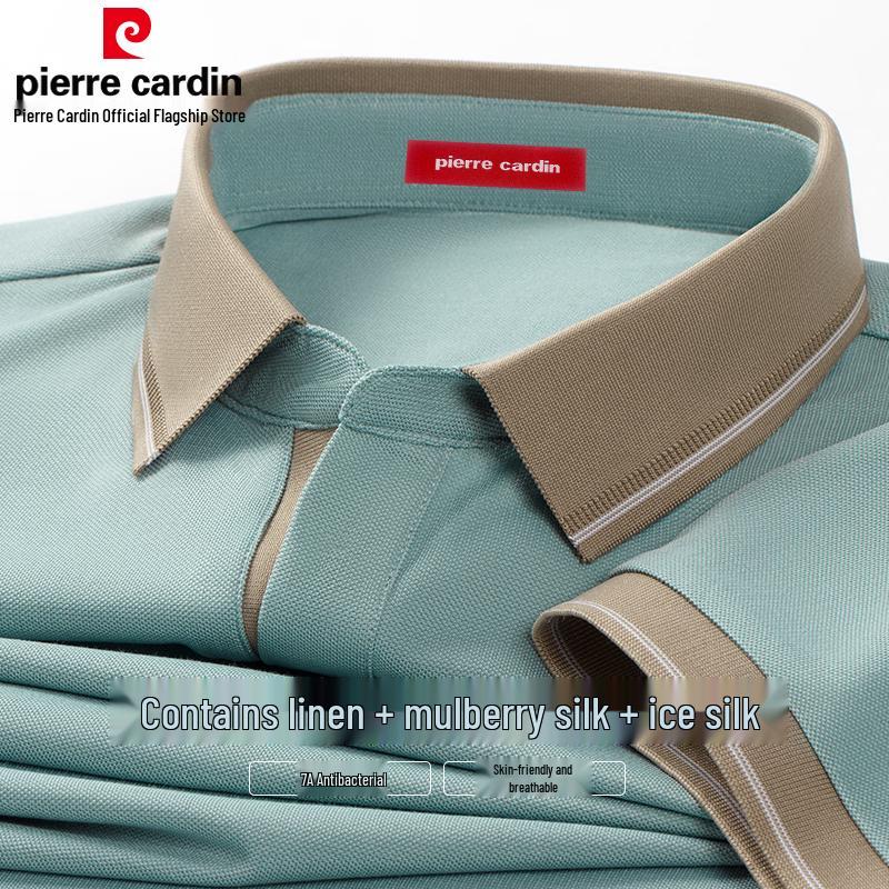 Pierre Cardin Men's Linen Silk Blend 7A Anti-Bacterial Cool-Feel Polo Shirt