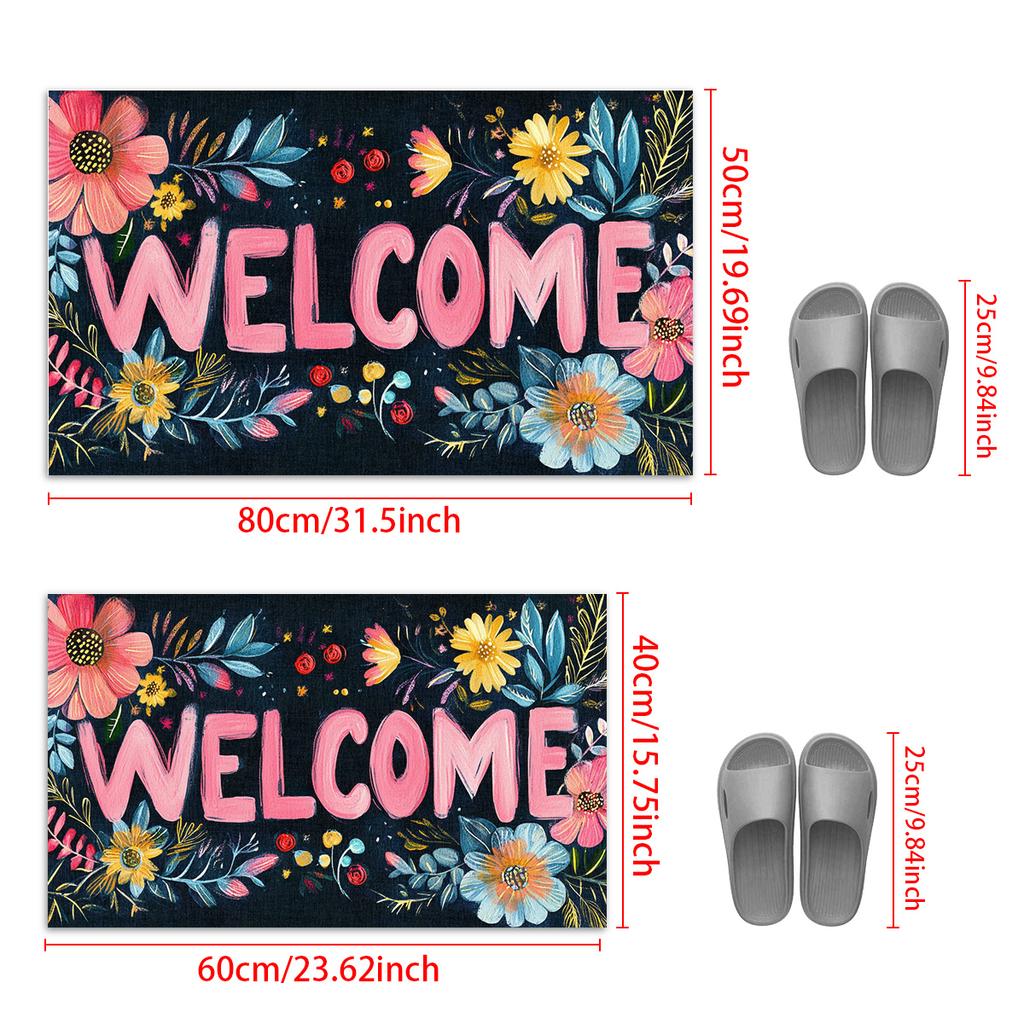 Spring Flower Welcome Doormat Decor Kitchen Corridor Balcony Rugs Carpet Living Room Bath Anti-slip Foot Mat Bedroom Floor Mat