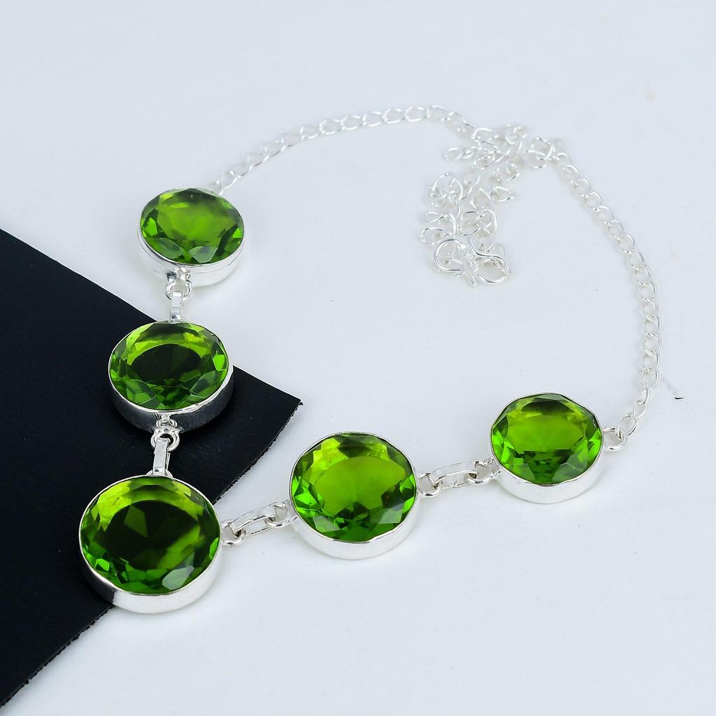 Beautiful Peridot Gemstone Handmade 925 Sterling Silver Necklace, Peridot  Silver Necklace For Wife, Unisex Necklace Wadding Gift