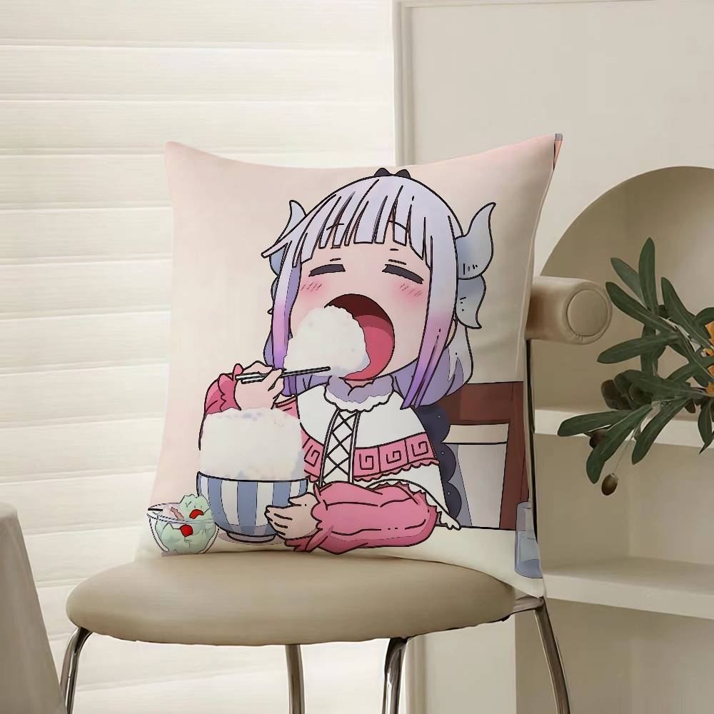 Anime Miss Kobayashis Dragon Maid-A Pillow Case Comfort Sofa Bed Silky Elegant Invisible Zipper Decorative Cushion Cover