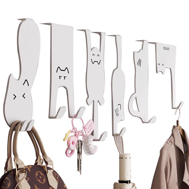 Punch-Free Wall-Mounted Door Hook Rack for Kitchen Cabinets - Organize Clothes, Hats, Keys & More