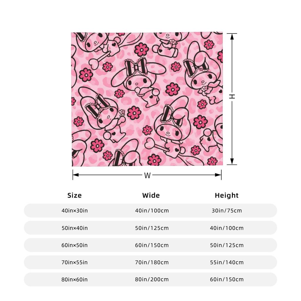My Melody Kawaii Flannel Throw Blanket Blanket for Bed Bedroom Ultra-Soft Bedding Throws