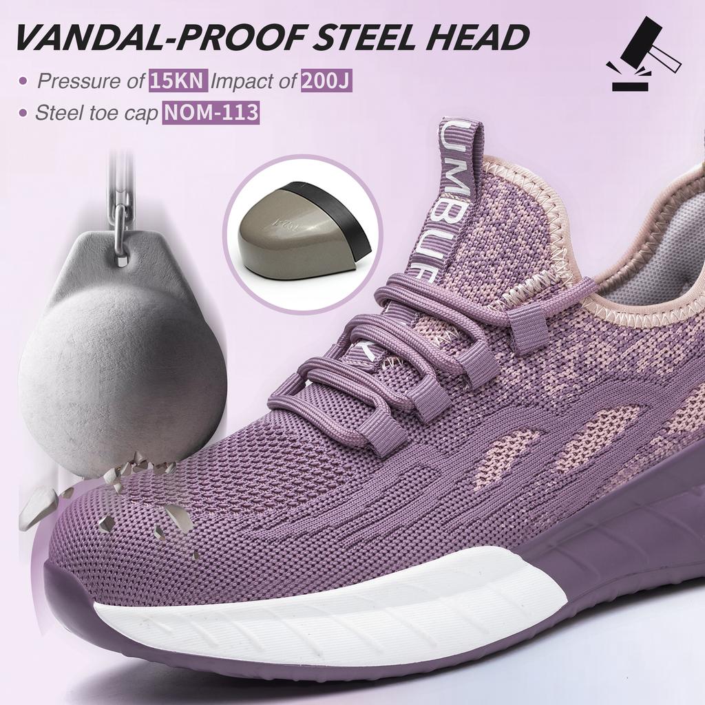 Scarpe Antinfortunistiche da Donna Stivali di Sicurezza Traspiranti Puntale in Acciaio Antiperforazione Scarpe da Lavoro Sportive Stivali di Sicurezza per l'Edilizia
