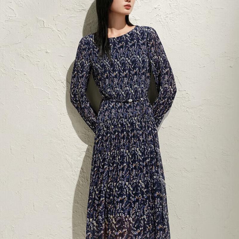 JUZI ANNACAU Elegantes Floral-Falten-Chiffonkleid