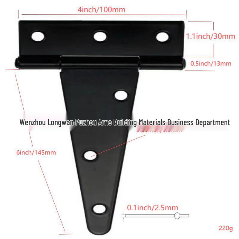 Black Spray-Painted T-Shaped Triangular Iron T-Hinge for Home Decor
