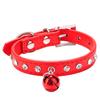 Adjustable Pet Dog Crystal Rhinestone Bell Collar Soft Faux Leather Neck Strap