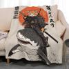 art theme Japanese Style Cat Throw Soft Coral Fleece Blanket 310gsm Fluffy Warm Throw for Sofa Bed Couch Bedroom Decor